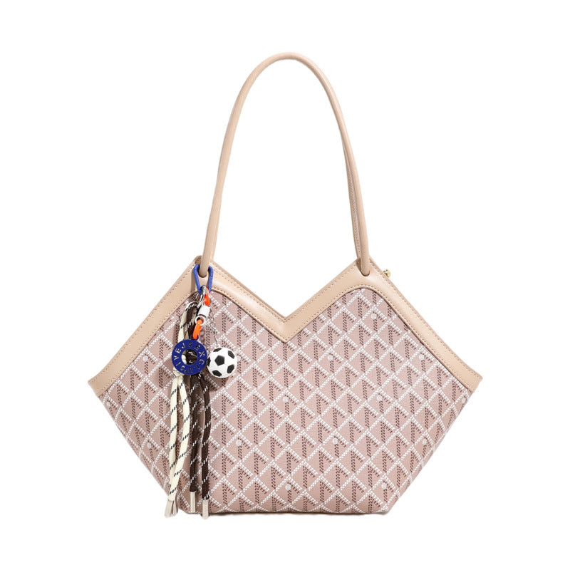 Damen Shopper Tasche mit modernem Karomuster und exquisiten Details Nord Taschen