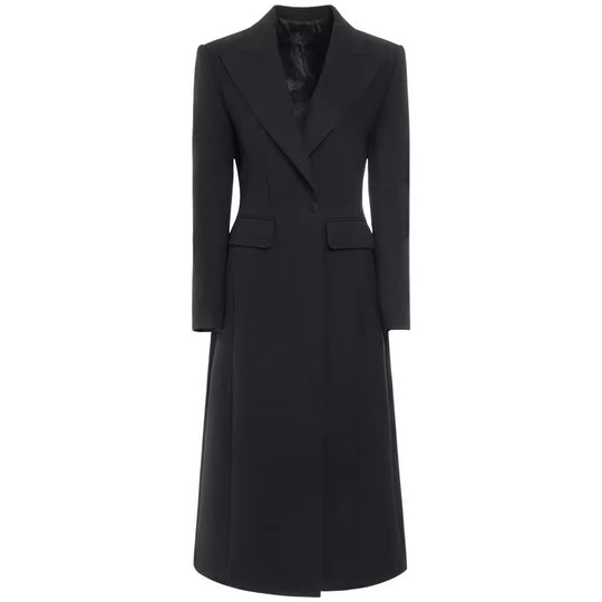 Damen Longline Einreihiger Mantel mit dezenter Taillierung und Spitzrevers Nord Taschen