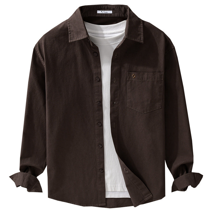 Herren Hemdjacke-Overshirt aus softem Baumwoll-Twill im Layering-Look mit aufgesetzter Brusttasche Nord Taschen