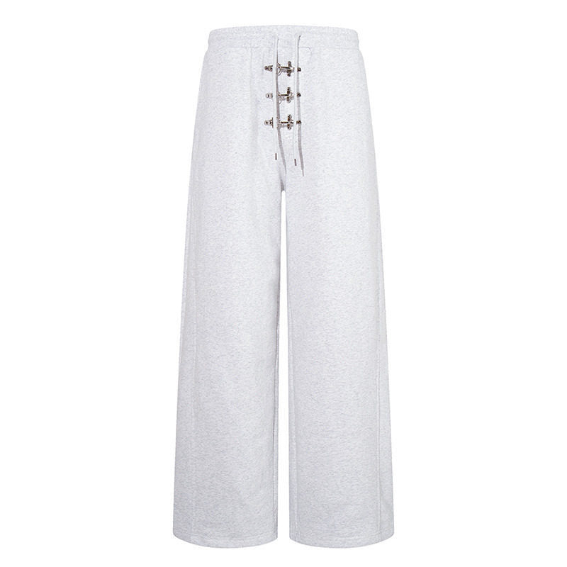 Damen weite, hochgeschnittene Sweathose mit Metallhaken‑Detail und Kordelzug Nord Taschen