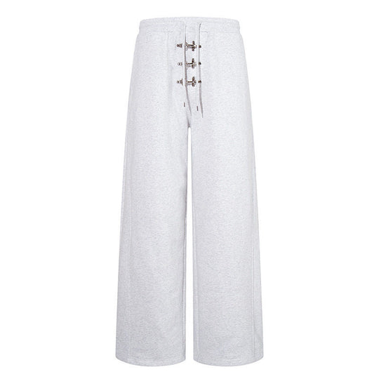 Damen weite, hochgeschnittene Sweathose mit Metallhaken‑Detail und Kordelzug Nord Taschen