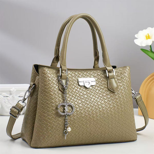 Damen elegante Handtasche mit geflochtenem Lederdesign und abnehmbarem Schulterriemen Nord Taschen