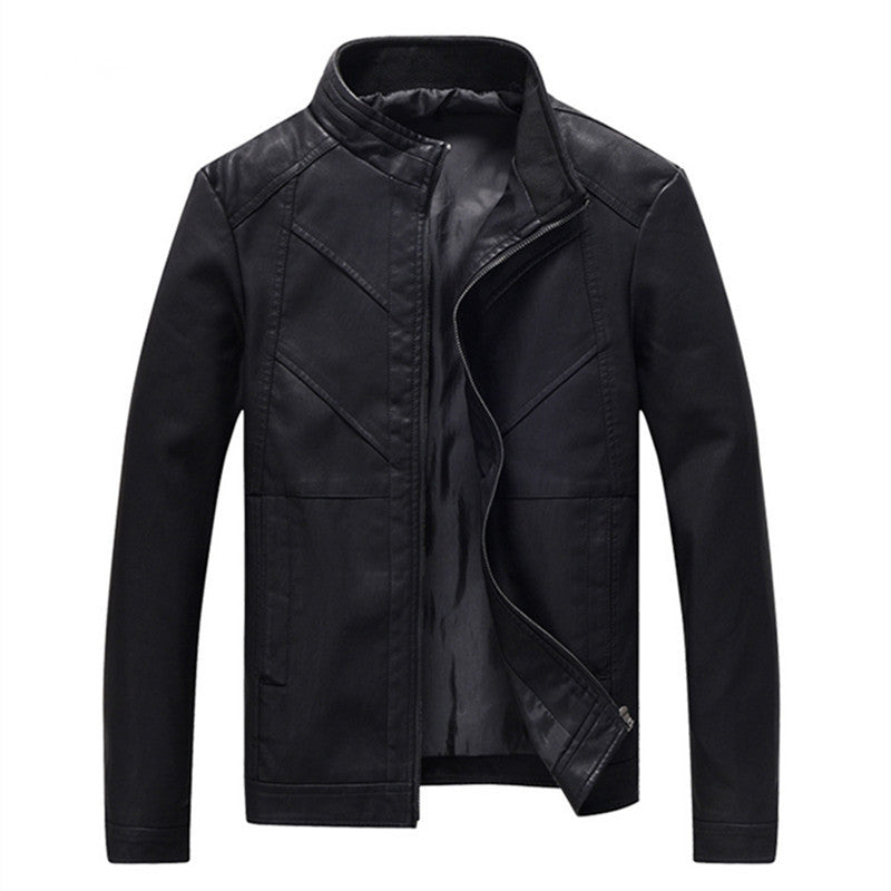 Herren schlanke Kunstleder-Motojacke mit Stehkragen, ergonomischer Nahtführung und leichter Thermofütterung Nord Taschen