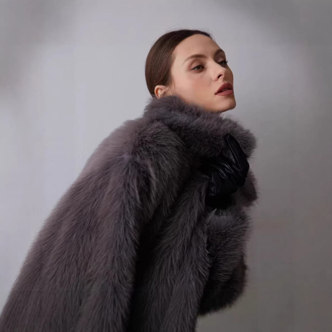 Damen Kurze Boxy‑Kunstpelzjacke mit extraweichem Hochflor und voluminösem Schalkragen Nord Taschen