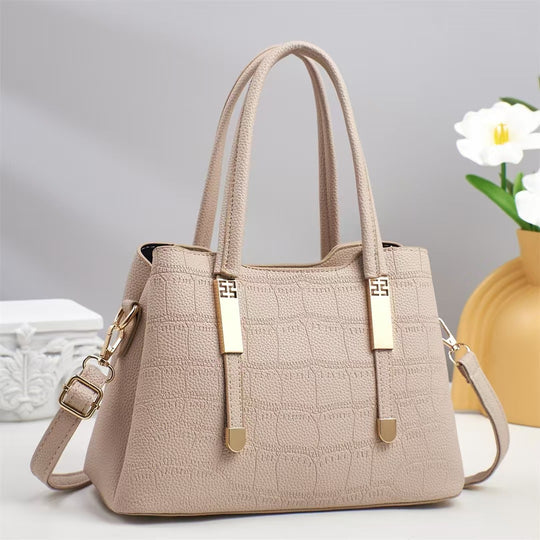 Damen elegante Handtasche mit strukturiertem Krokodil-Leder-Look und abnehmbarem Schulterriemen Nord Taschen