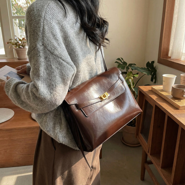 Damen elegante Schultertasche aus hochwertigem Leder Nord Taschen