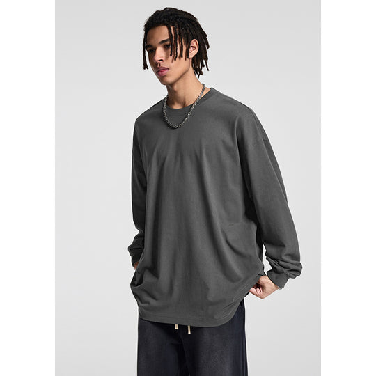 Herren Oversize-Langarmshirt mit überschnittener Schulter und Rundhalsausschnitt Nord Taschen