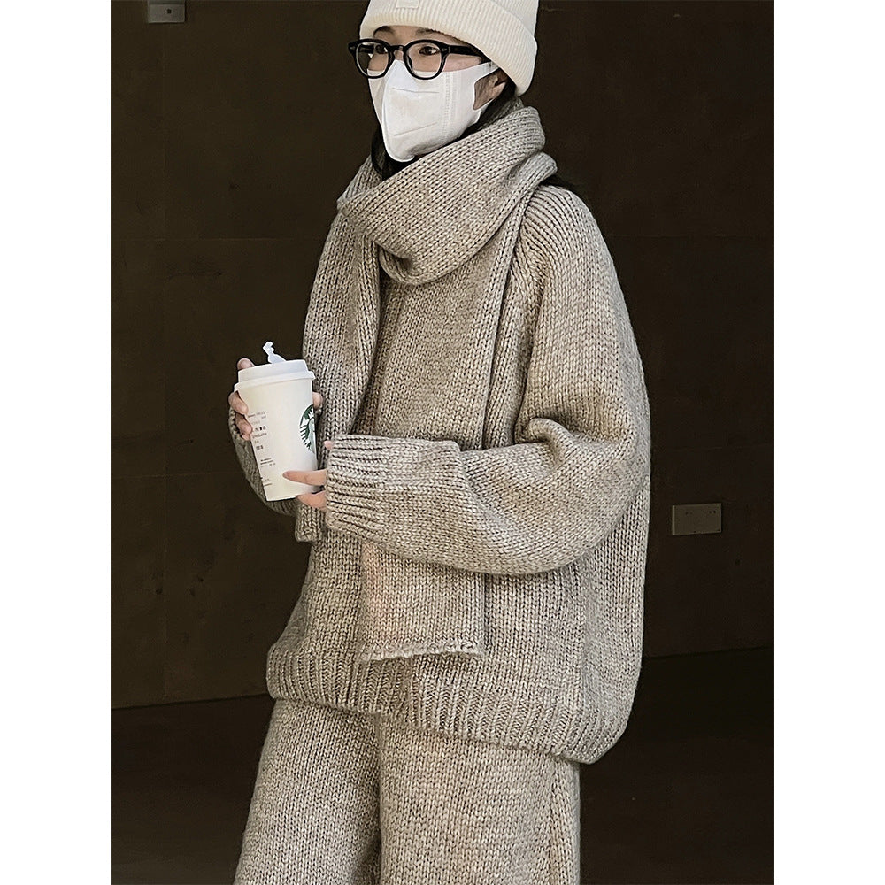 Damen Relaxter Grobstrick-Raglanpullover mit weitem Bund und geripptem Abschluss Nord Taschen