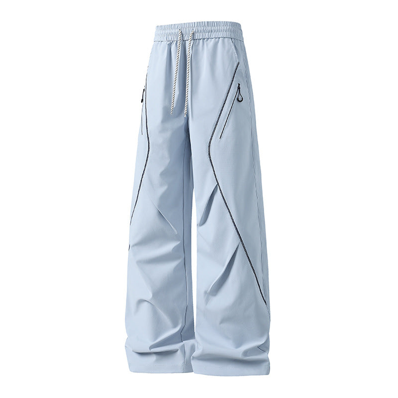 Herren Weite Utility-Jogginghose aus Funktionsnylon mit Kordelzug, Reißverschlusstaschen & kontrastierenden Nahtleisten Nord Taschen