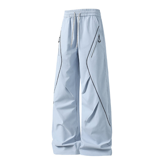 Herren Weite Utility-Jogginghose aus Funktionsnylon mit Kordelzug, Reißverschlusstaschen & kontrastierenden Nahtleisten Nord Taschen