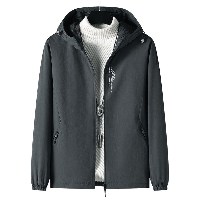 Herren Leichte Outdoor-Jacke mit verstellbarem Kapuzenkragen Nord Taschen