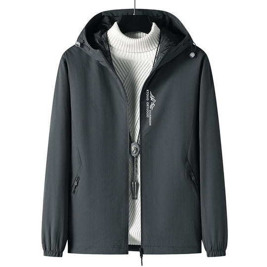 Herren Leichte Outdoor-Jacke mit verstellbarem Kapuzenkragen Nord Taschen