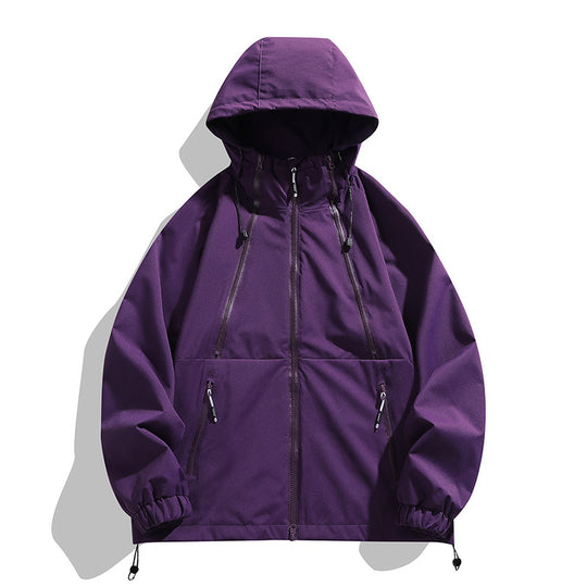 Unisex Leichter Kapuzen-Windbreaker mit wasserabweisender Oberfläche, Reißverschlusstaschen und Kordelzug Nord Taschen