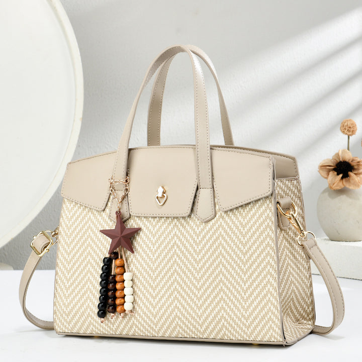 Damen Handtasche mit elegantem Chevron-Muster und abnehmbaren Schlüsselanhänger Nord Taschen