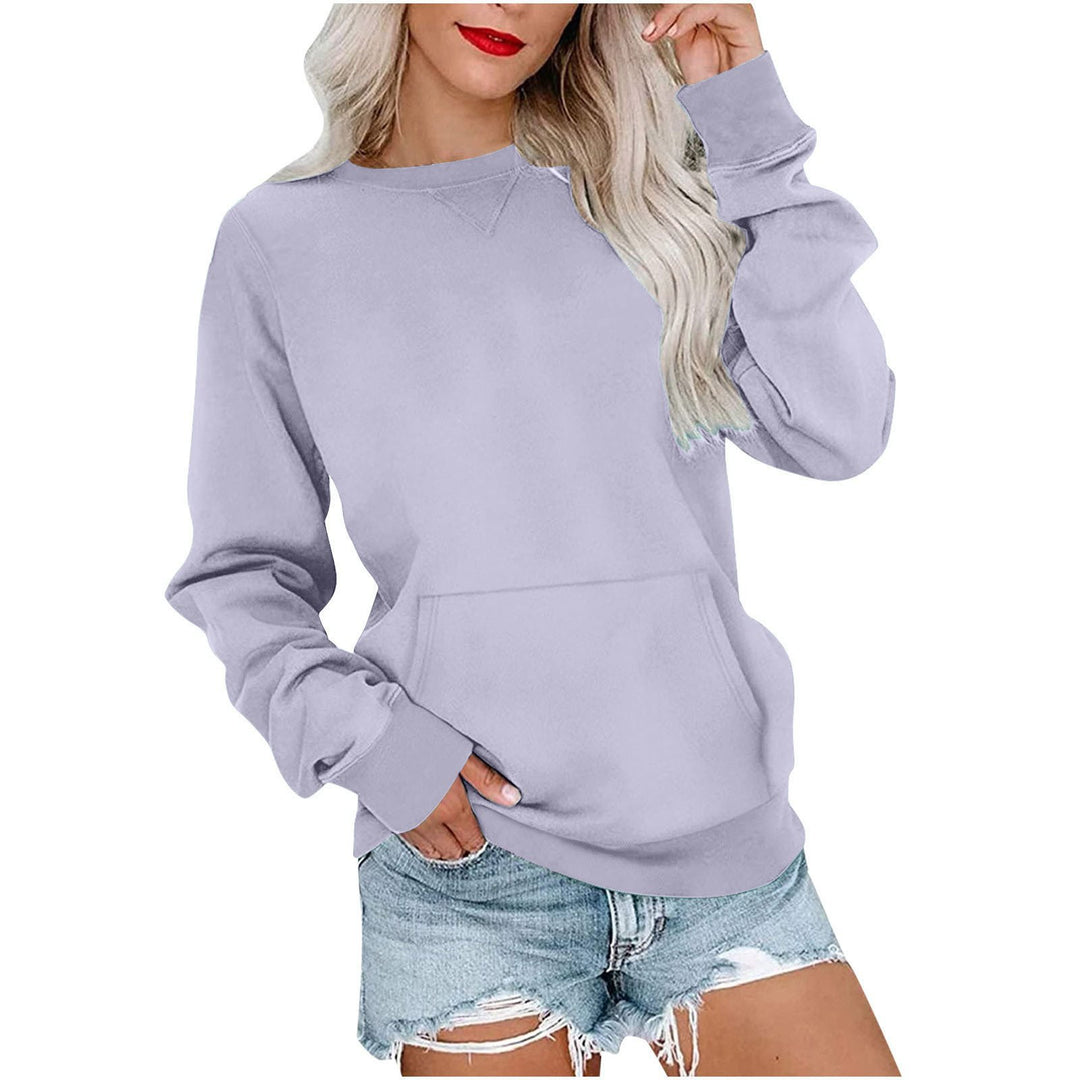 Damen Lockeres Sweatshirt mit Rundhalsausschnitt und Kängurutasche Nord Taschen