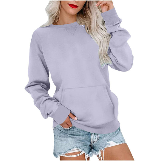 Damen Lockeres Sweatshirt mit Rundhalsausschnitt und Kängurutasche Nord Taschen