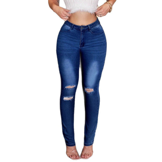 Damen Hochtaillierte Bootcut-Denimjeans mit Sculpting-Effekt und Knie-Rips Nord Taschen