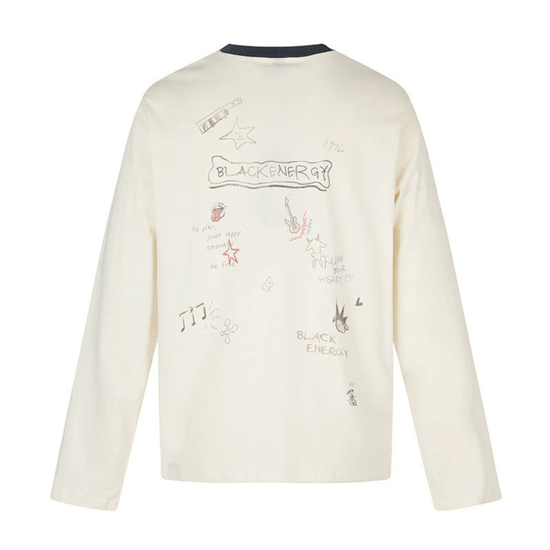 Damen Langarmshirt mit Comic-Gitarrenprint, Glitzerdetail und Kontrastkragen Nord Taschen
