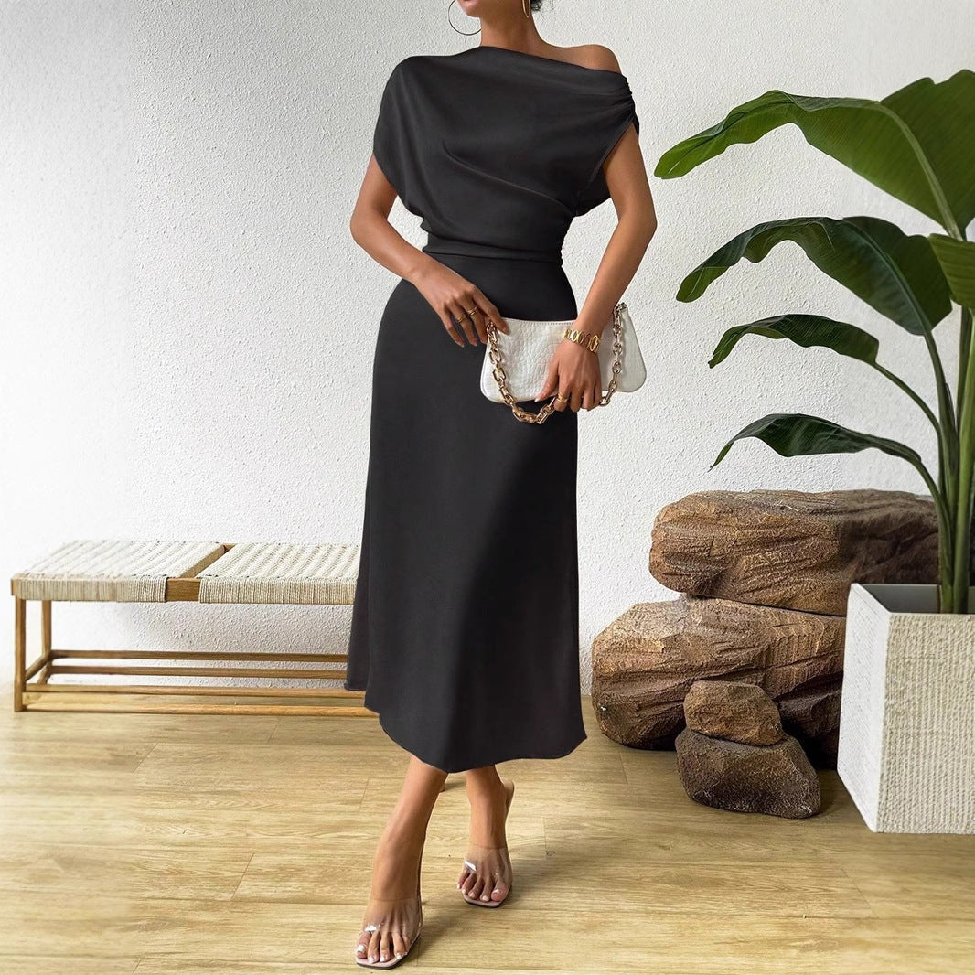 Damen Elegantes Wickelkleid mit asymmetrischem Oberteil und fließendem Schnitt