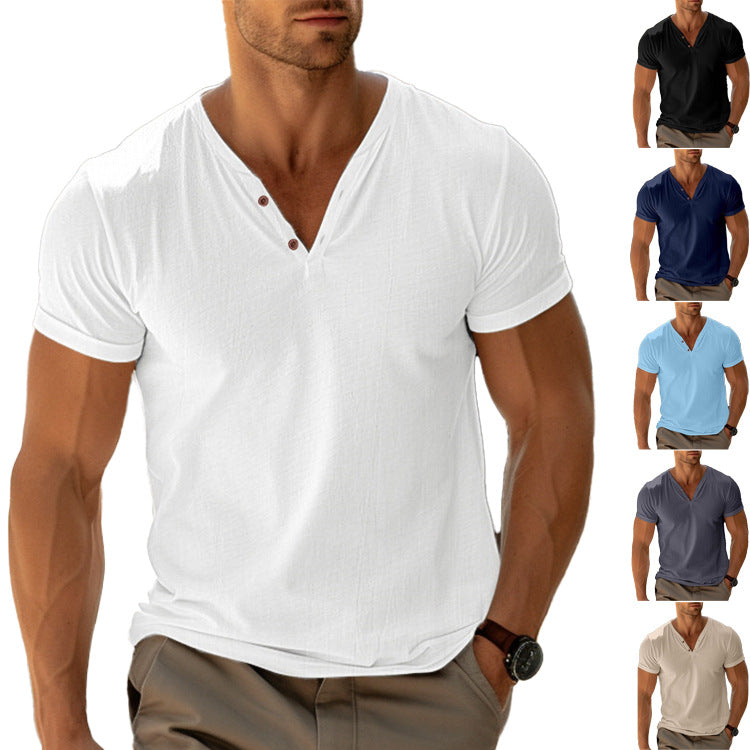 Herren lässiges Henley-T-Shirt mit Knopfleiste und atmungsaktivem Stoff Nord Taschen