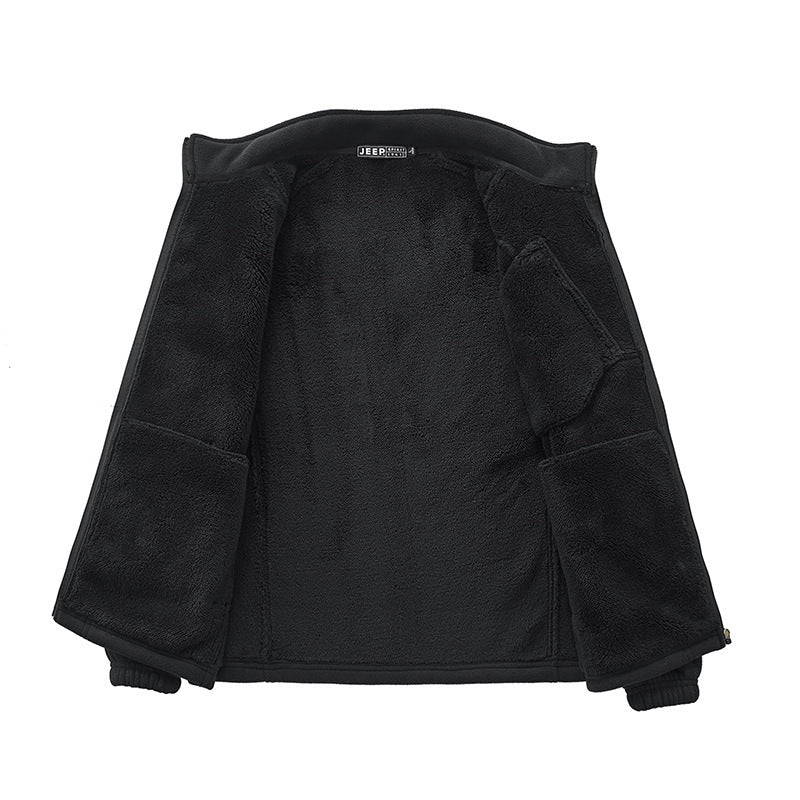 Herren Thermo‑Fleecejacke mit Sherpa‑Innenfutter, Stehkragen und Reißverschlusstaschen Nord Taschen