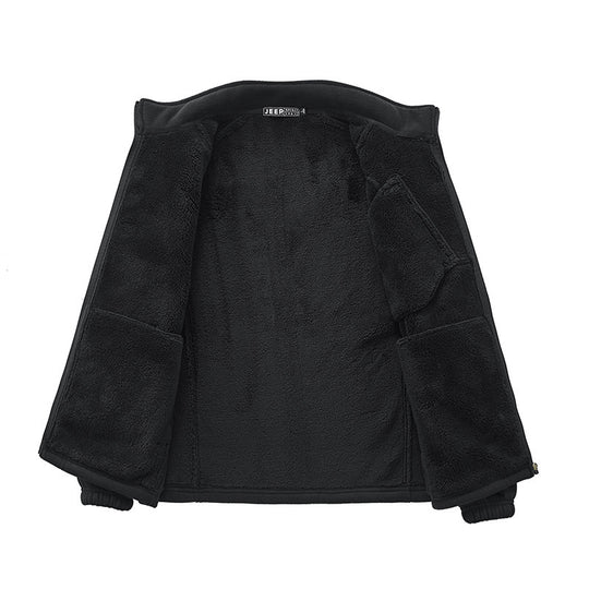 Herren Thermo‑Fleecejacke mit Sherpa‑Innenfutter, Stehkragen und Reißverschlusstaschen Nord Taschen