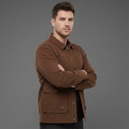Herren Canvas-Utility Overshirt mit großen Pattentaschen und entspanntem Schnitt Nord Taschen