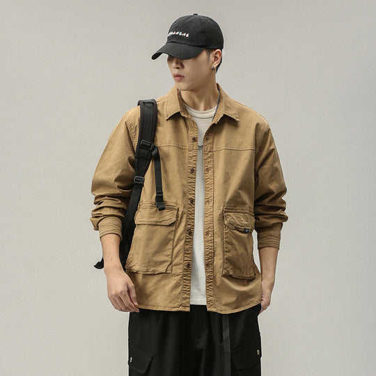 Herren Overshirt‑Fieldjacke im Utility‑Canvas mit großen Klapptaschen und Hemdkragen Nord Taschen
