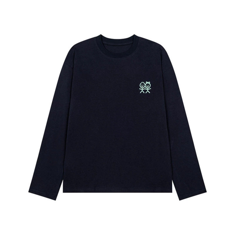 Unisex Langarm-Baumwollshirt mit minimalistischer Freundschafts-Stickerei Nord Taschen