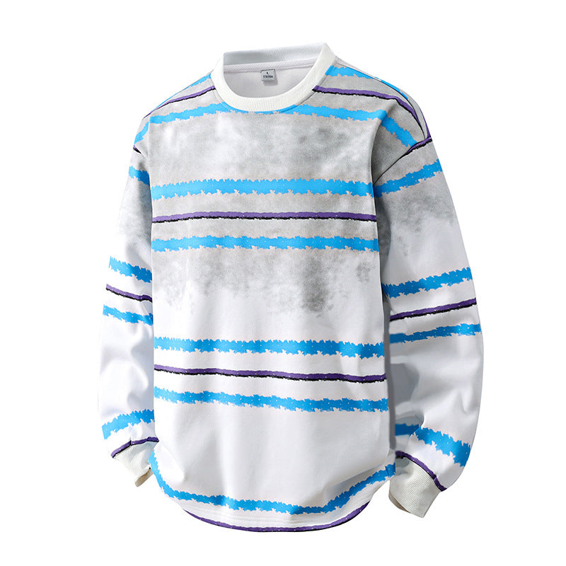 Herren Rundhals-Sweatshirt mit Aquarellstreifen und gerippten Bündchen Nord Taschen