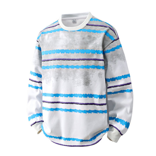 Herren Rundhals-Sweatshirt mit Aquarellstreifen und gerippten Bündchen Nord Taschen