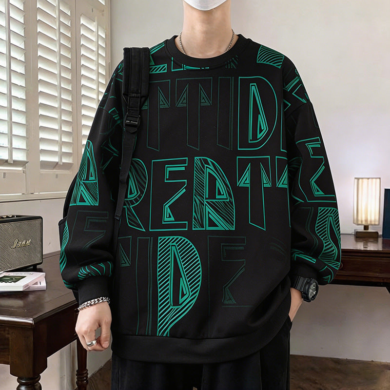 Herren Oversized-Sweatshirt mit großflächigem Lettering-Print und geripptem Saum Nord Taschen