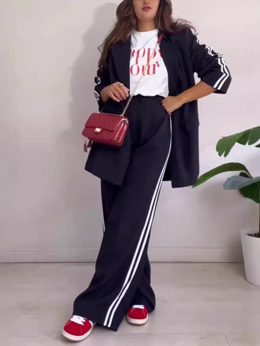 Damen elegantes Blazer-Set mit sportlichen Akzenten und weitem Schnitt Nord Taschen