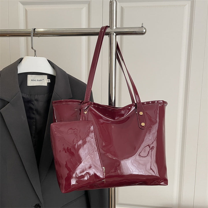 Damen elegante Lackleder-Tote mit abnehmbarem Innenfach Nord Taschen
