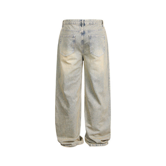 Damen Weite High‑Waist Baggy-Jeans mit Used-Waschung und Knie-Paneelen Nord Taschen