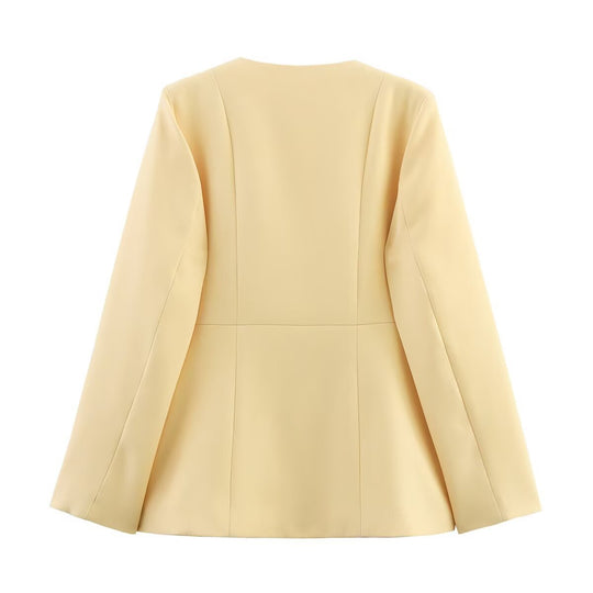 Damen Strukturierte Blazerjacke mit eleganter Knopfleiste und aufgesetzten Taschen Nord Taschen