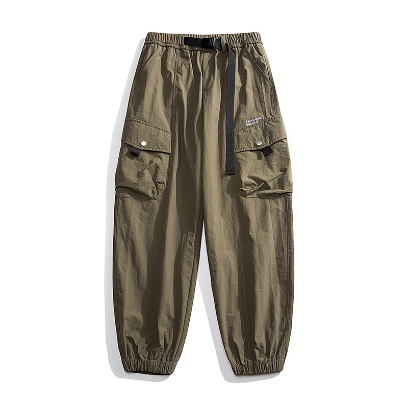 Herren Nylon Utility Cargohose mit elastischem Bund, verstellbarem Gürtel und Pattentaschen Nord Taschen