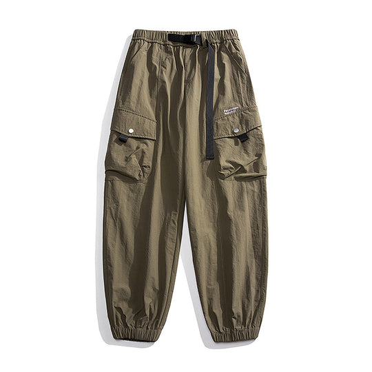Herren Nylon Utility Cargohose mit elastischem Bund, verstellbarem Gürtel und Pattentaschen Nord Taschen
