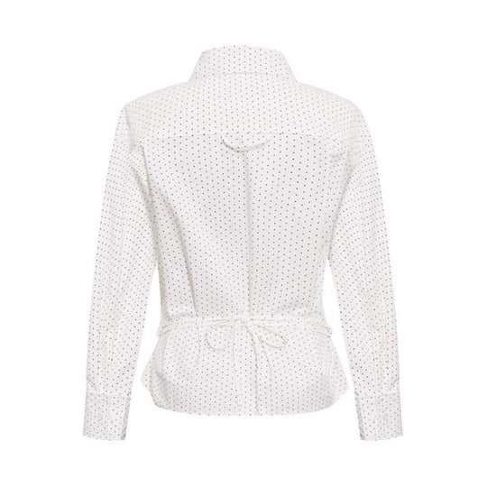 Damen Figurnahes Langarm-Blusenhemd mit Polka-Dot‑Muster und taillierten Abnähern Nord Taschen