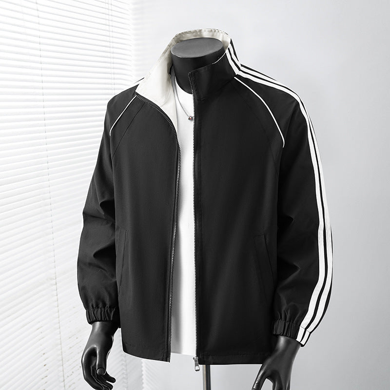 Herren Leichte Track‑Blousonjacke mit Stehkragen und Kontraststreifen Nord Taschen