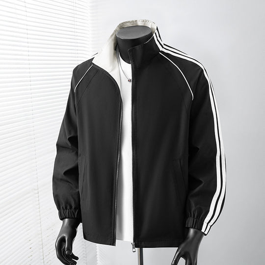 Herren Leichte Track‑Blousonjacke mit Stehkragen und Kontraststreifen Nord Taschen