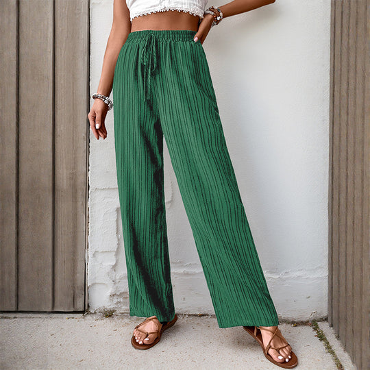 Damen Weite Sommerhose aus leichtem Crinkle‑Stoff mit elastischem Bund und Tunnelzug Nord Taschen