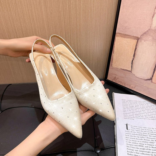 Damen glamouröse Slingback-Pumps mit feinen Glitzer-Applikationen und spitzem Design Nord Taschen