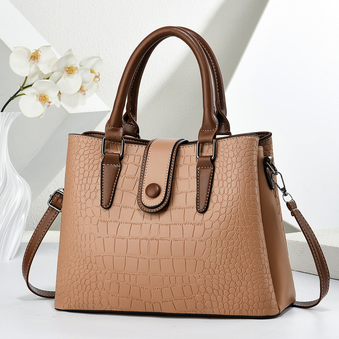 Damen elegante Handtasche mit Kroko-Prägung und praktischem Schultergurt Nord Taschen