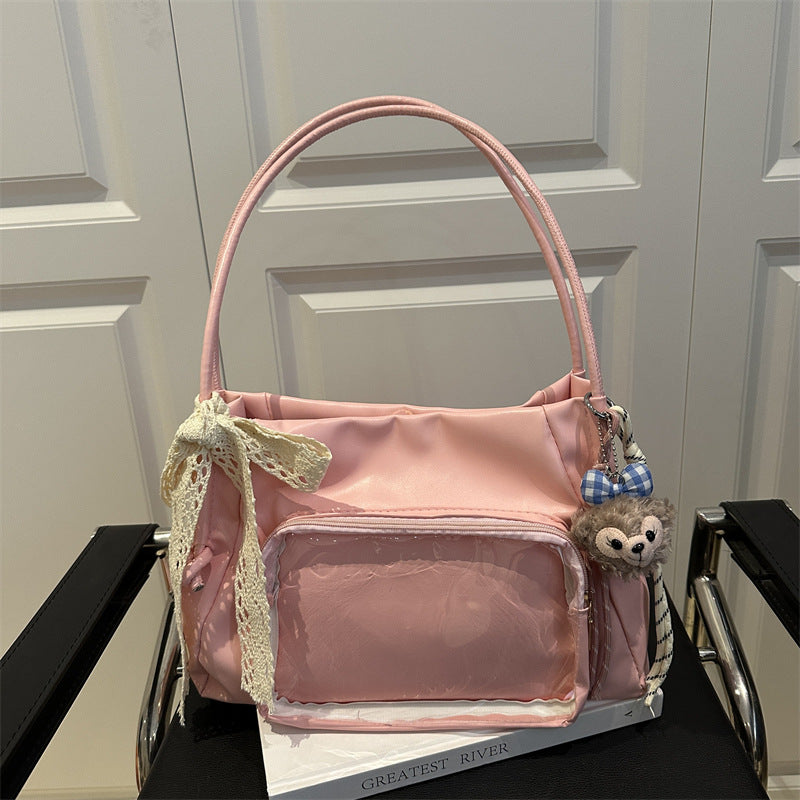 Damen modische Handtasche mit transparentem Fach Nord Taschen