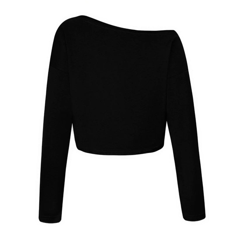 Damen Cropped Langarmshirt mit weitem Boot-Ausschnitt und dropped-shoulder Nord Taschen