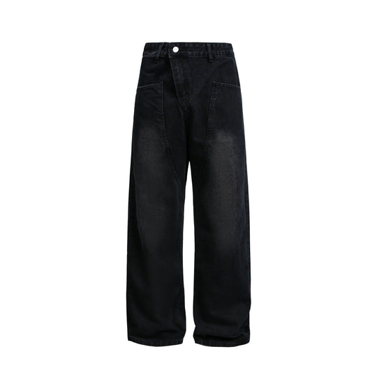 Damen Weite High‑Waist Jeans im Carpenter‑Style mit aufgesetzten Fronttaschen Nord Taschen