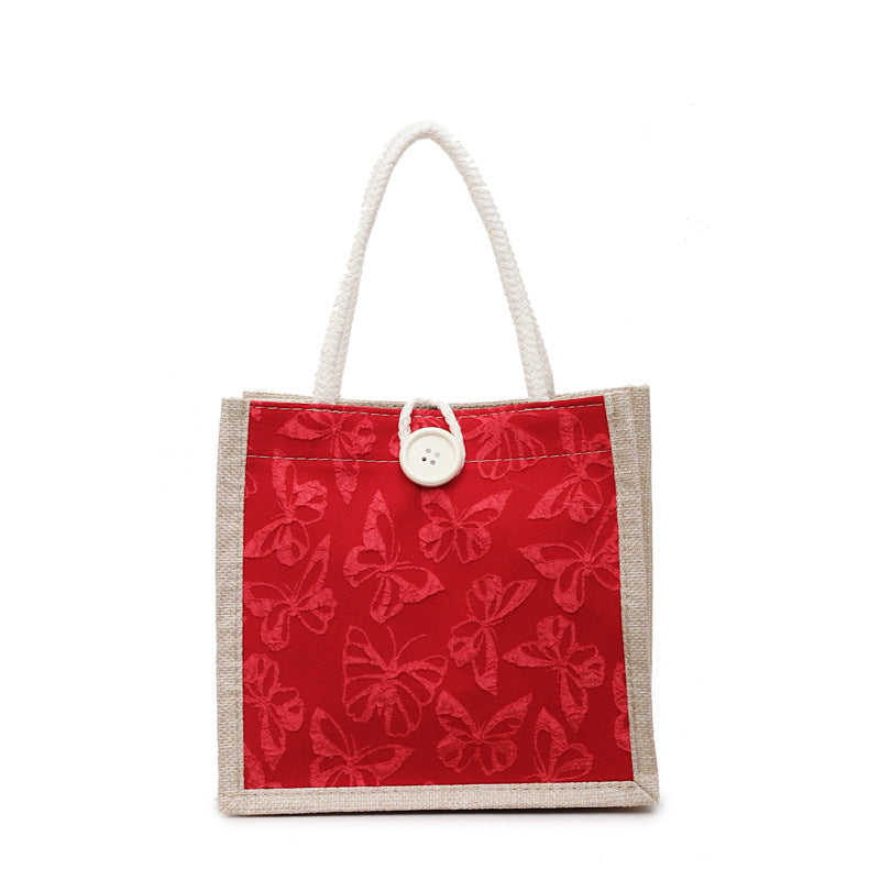 Damen Jute-Tasche mit floralem Stickdesign und robusten Griffen Nord Taschen