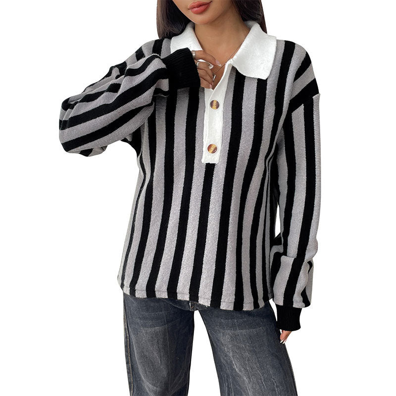 Damen Sportliches Polo-Shirt mit Streifen Nord Taschen
