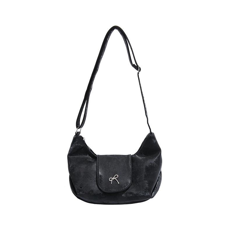 Damen Schultertasche mit elegantem Samtmaterial und verspieltem Schleifendetail Nord Taschen